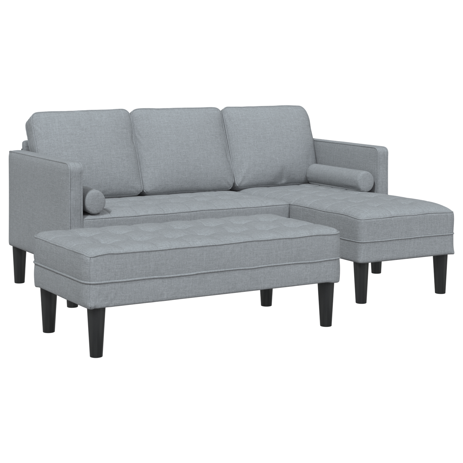 2-delni set sofa s blazinami svetlo siva tkanina