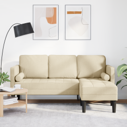 3-sedežni L-kotiščni kavč krem 160 cm tkanina