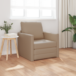 Floor Sofa Bed 2-v-1 Kavna 74x77x81 cm Umetno usnje