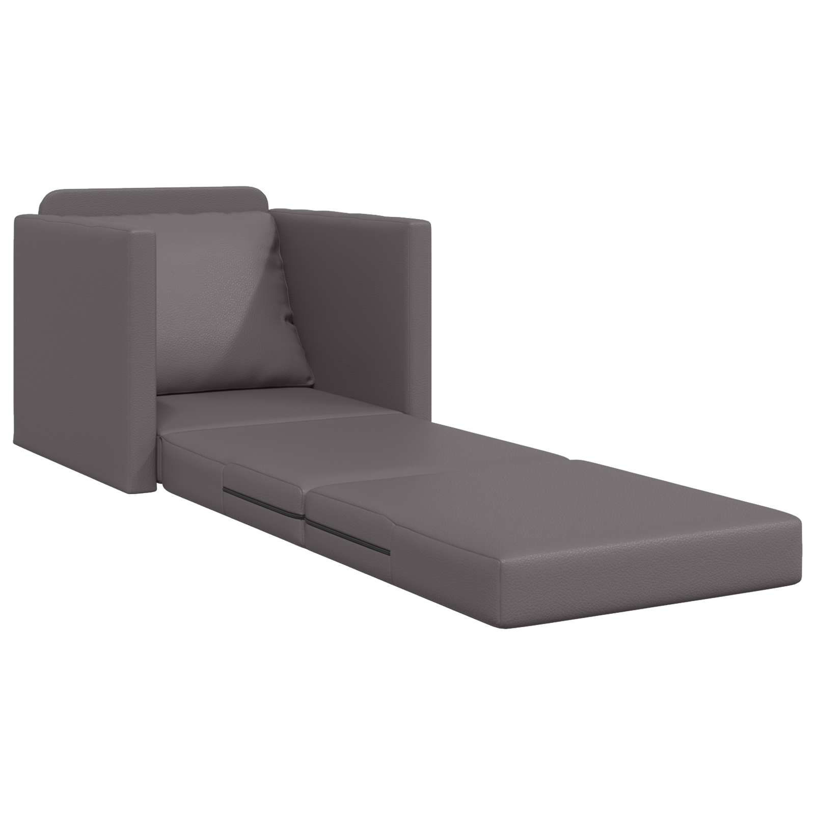 Floor Sofa Bed 2-v-1 Siva 74x77x81 cm iz umetnega usnja
