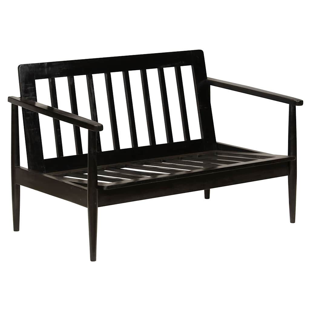 Kavč dvosed iz pravega usnja in akacijevega lesa črne barve