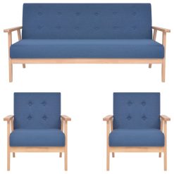 Komplet kavčev 3-delni iz blaga modre barve