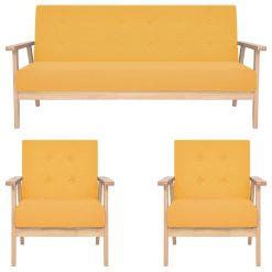 Komplet kavčev 3-delni iz blaga rumene barve