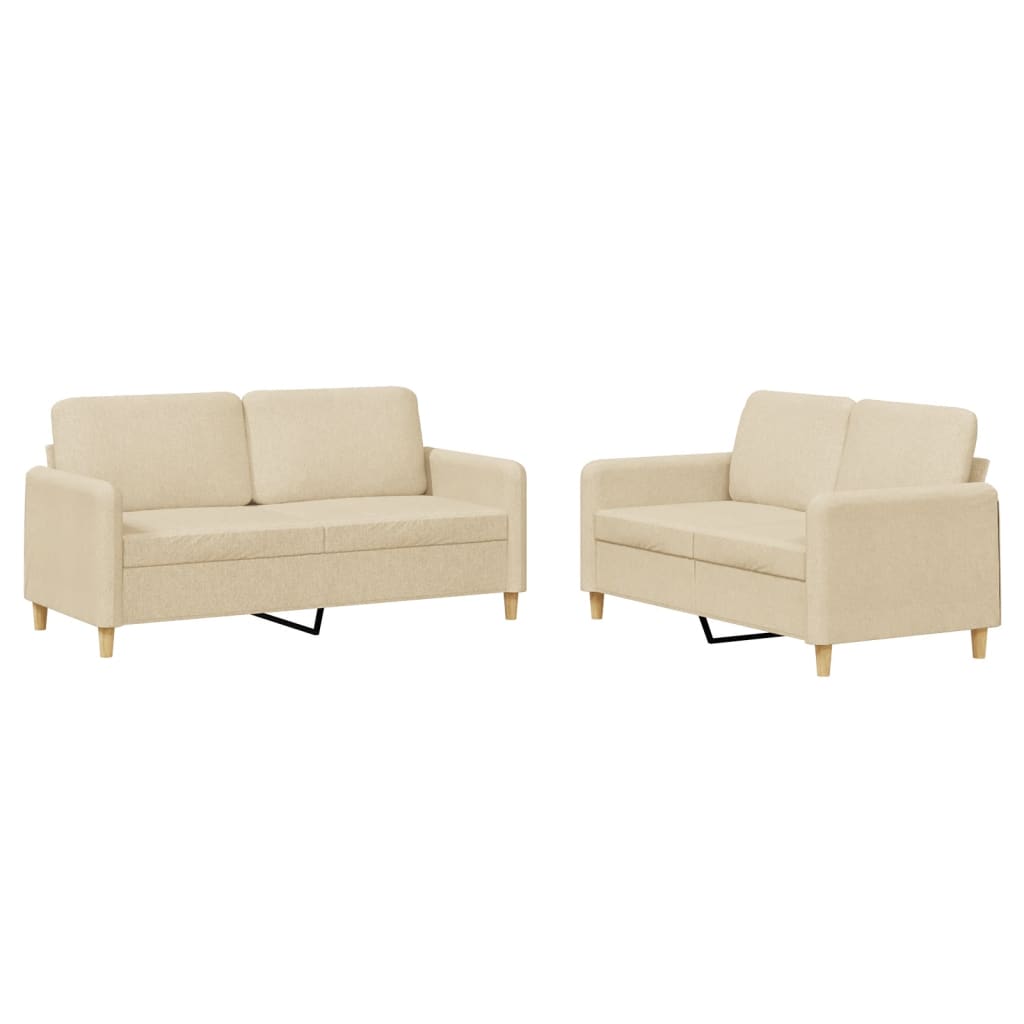 Sedežna garnitura 2-delna z blazinami krem blago