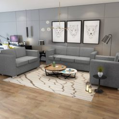 Sedežna garnitura 3-delna blago svetlo siva