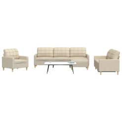 Sedežna garnitura 4-delna s stolčkom krem blago