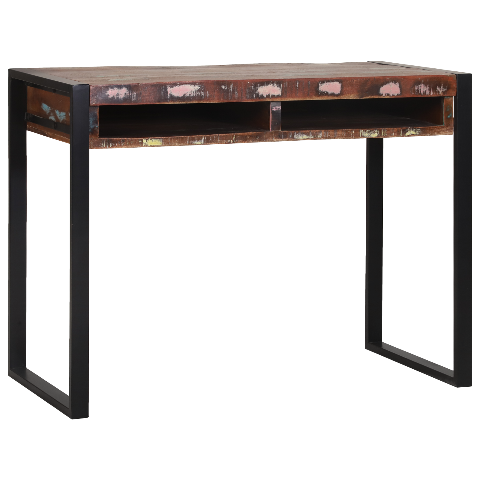 Toaletna miza z ogledalom večbarvna 100x50x75 cm iz predelanega trdega lesa