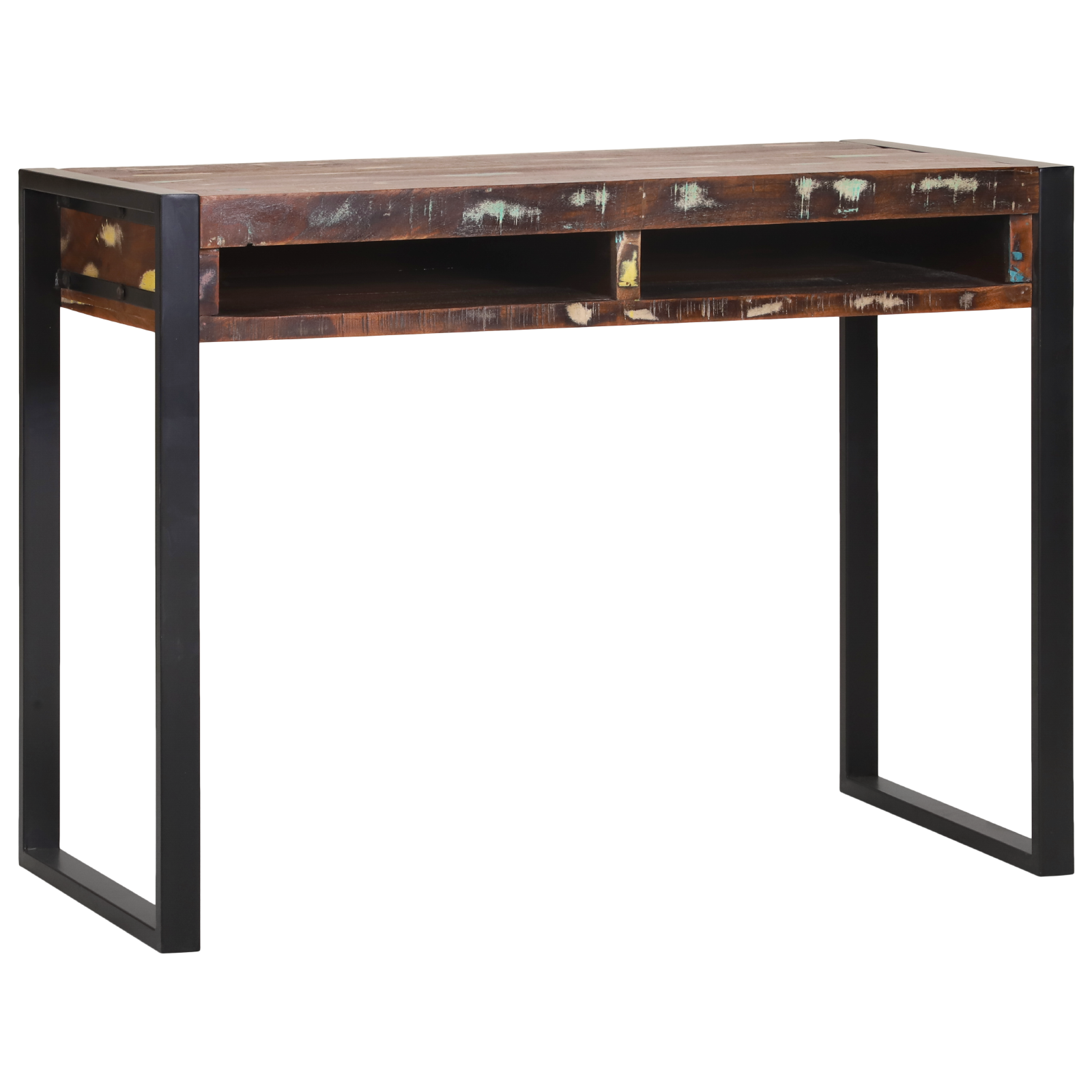 Toaletna miza z ogledalom večbarvna 100x50x75 cm iz predelanega trdega lesa