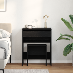 Toaletna mizica z ogledalom Črna hrastova vezana plošča