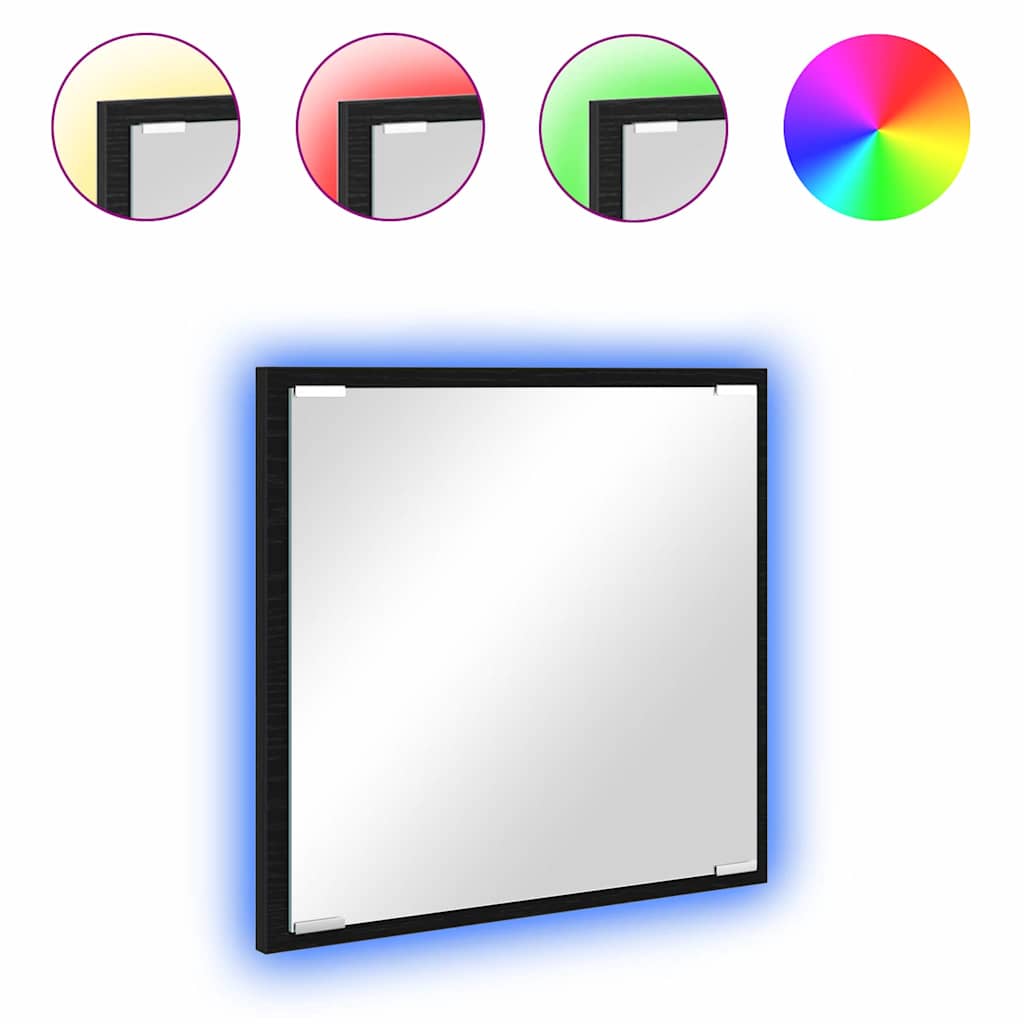 LED kopalniško ogledalo z ogledalom Črni hrast 40 x 8.5 x 37 cm