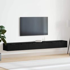 Omarica na steni s predalom 2 pcs Črni hrast 102 x 30 x 20 cm