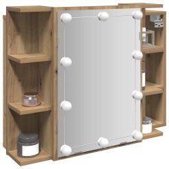 Omarica z ogledalom in LED lučkami artisan hrast 70x16