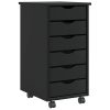 Rolling Cabinet s predali MOSS Black Masivni les borovega lesa