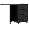 Rolling Cabinet z mizo "MOSS" Black Solid Wood Pine