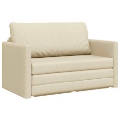 Sofa postelja krema 124 x 71 x 78 cm blago