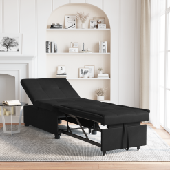 Sofa postelja z blazino Črna 67 x 194 x 82 cm Vezani les