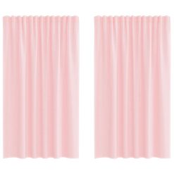 Voile zavese z rod žepi 2 kosa svetlo roza
