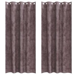 Zavesa z zavesami 2 pcs Rjava 245 x 140 cm Žamet