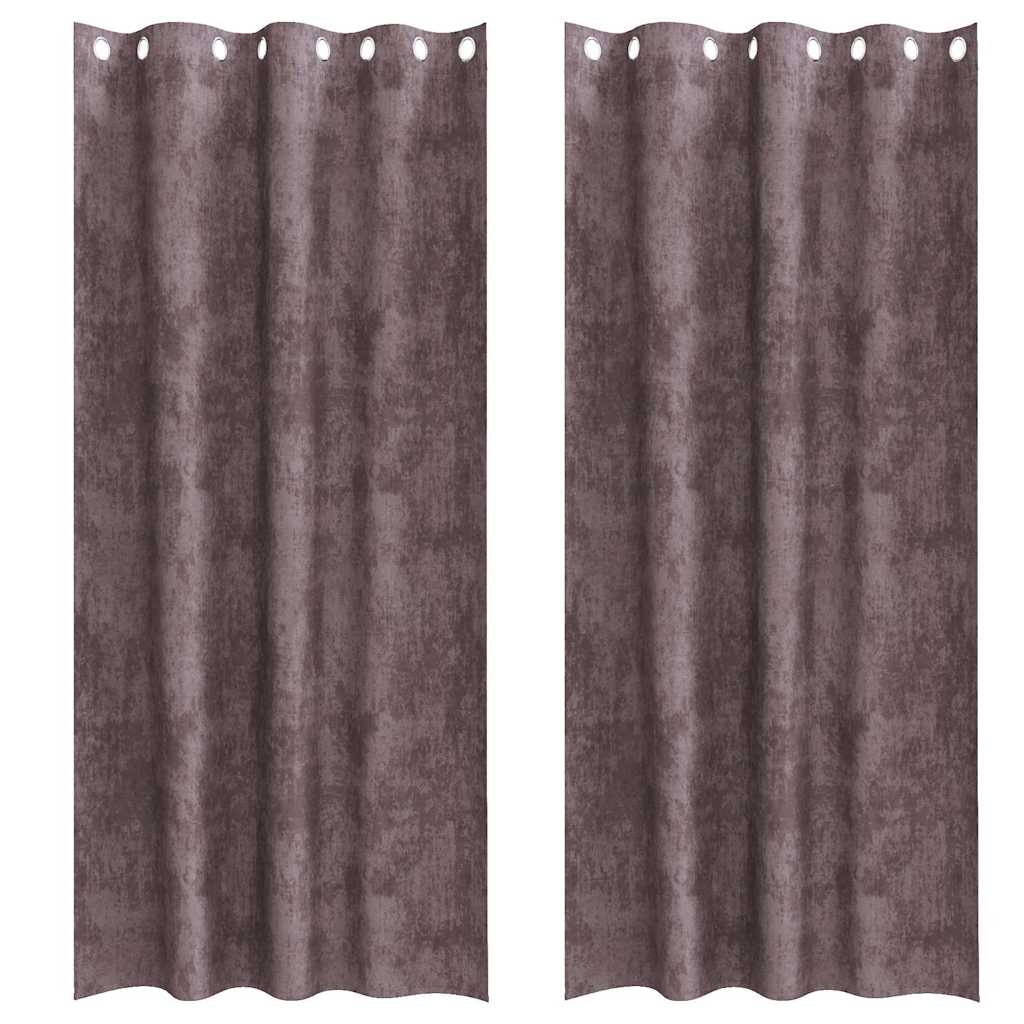 Zavesa z zavesami 2 pcs Rjava 245 x 140 cm Žamet