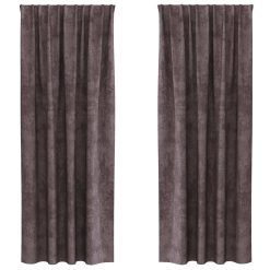 Zavesa z zavesami 2 pcs Rjava 260 x 140 cm Žamet