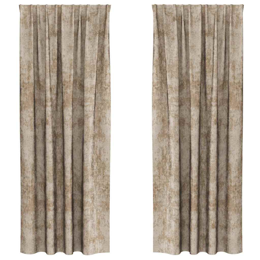Zavesa z zavesami 2 pcs Šampanjec 225 x 140 cm Žamet