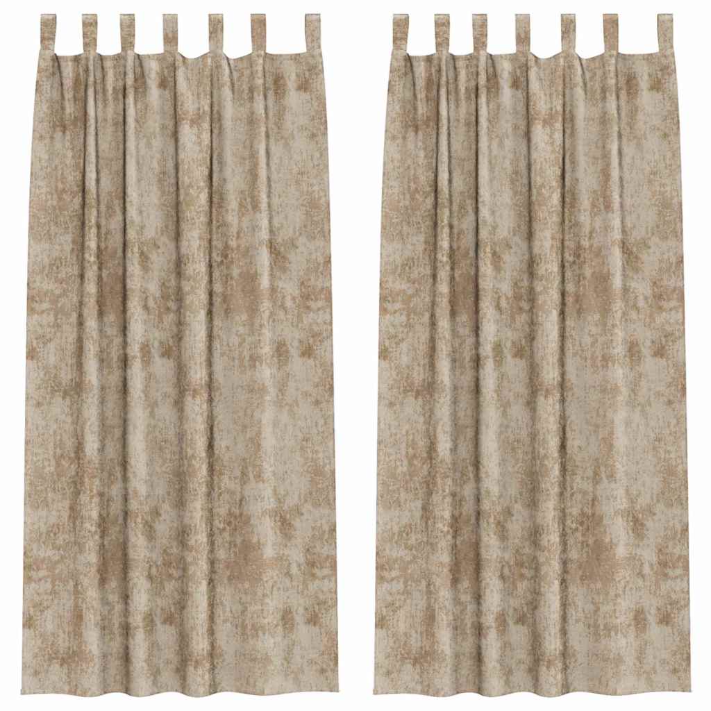 Zavesa z zavesami 2 pcs Šampanjec 225 x 140 cm Žamet