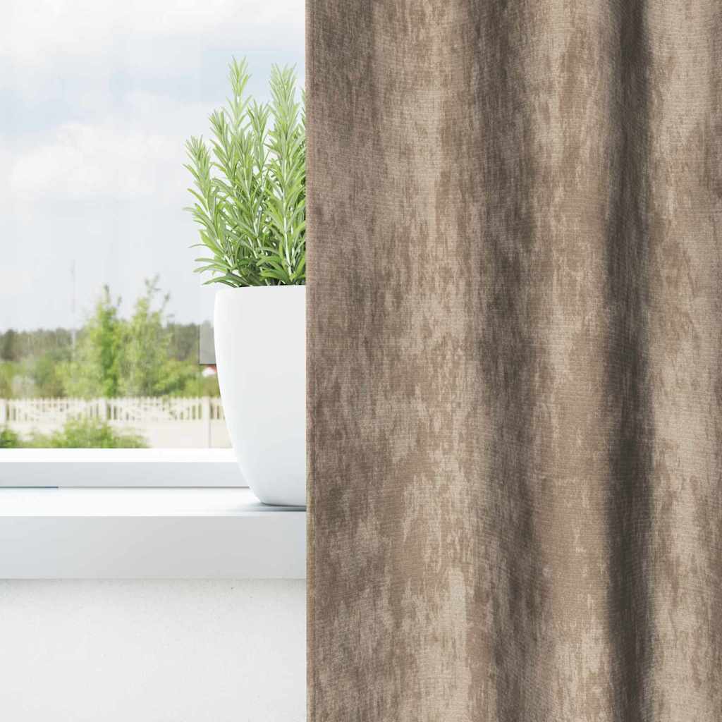 Zavesa z zavesami 2 pcs Šampanjec 225 x 140 cm Žamet