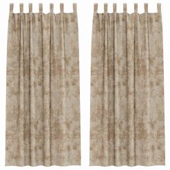 Zavesa z zavesami 2 pcs Šampanjec 260 x 140 cm Žamet