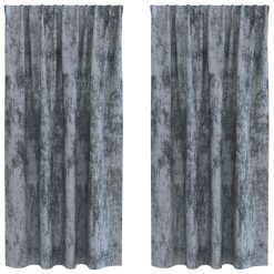 Zavesa z zavesami 2 pcs Siva 175 x 140 cm Žamet