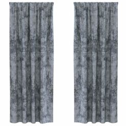 Zavesa z zavesami 2 pcs Siva 225 x 140 cm Žamet