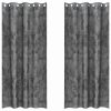Zavesa z zavesami 2 pcs Siva 245 x 140 cm Žamet