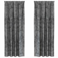Zavesa z zavesami 2 pcs Siva 245 x 140 cm Žamet
