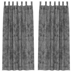 Zavesa z zavesami 2 pcs Siva 245 x 140 cm Žamet