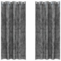 Zavesa z zavesami 2 pcs Siva 260 x 140 cm Žamet