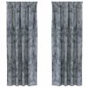 Zavesa z zavesami 2 pcs Siva 260 x 140 cm Žamet