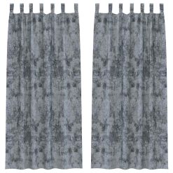 Zavesa z zavesami 2 pcs Siva 260 x 140 cm Žamet