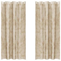 Zavesa z zavesami 2 pcs krema 225 x 140 cm Žamet