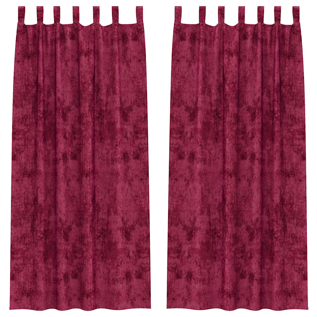Zavesa z zavesami 2 pcs vinsko rdeča 225 x 140 cm Žamet