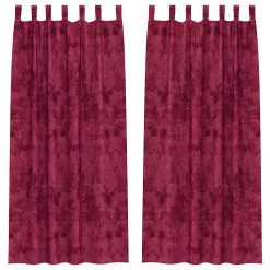 Zavesa z zavesami 2 pcs vinsko rdeča 245 x 140 cm Žamet