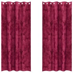 Zavesa z zavesami 2 pcs vinsko rdeča 245 x 140 cm Žamet