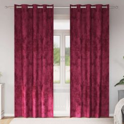 Zavesa z zavesami 2 pcs vinsko rdeča 245 x 140 cm Žamet