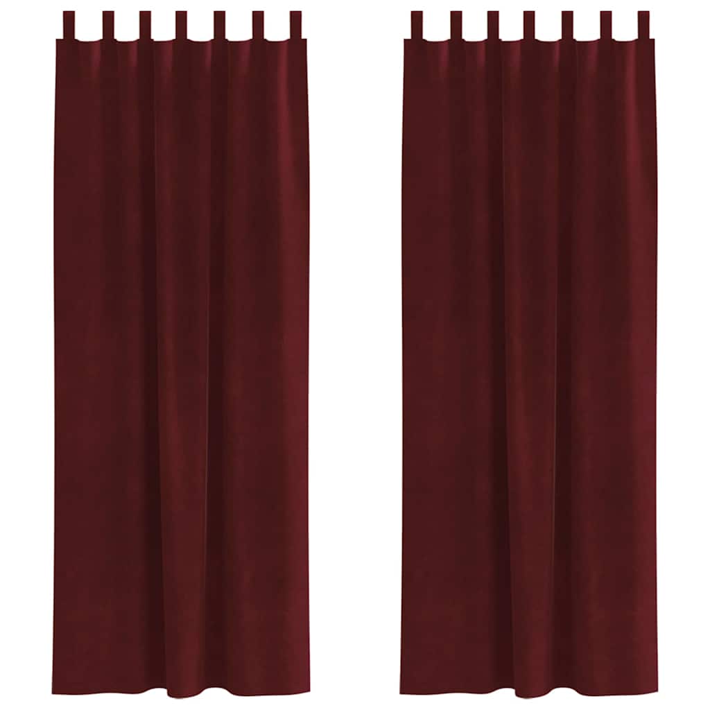 Zavese z zavesami 2 pcs Vinorodna rdeča 140 x 260 cm Žamet