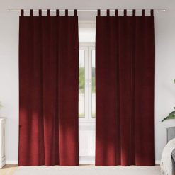Zavese z zavesami 2 pcs Vinorodna rdeča 140 x 260 cm Žamet
