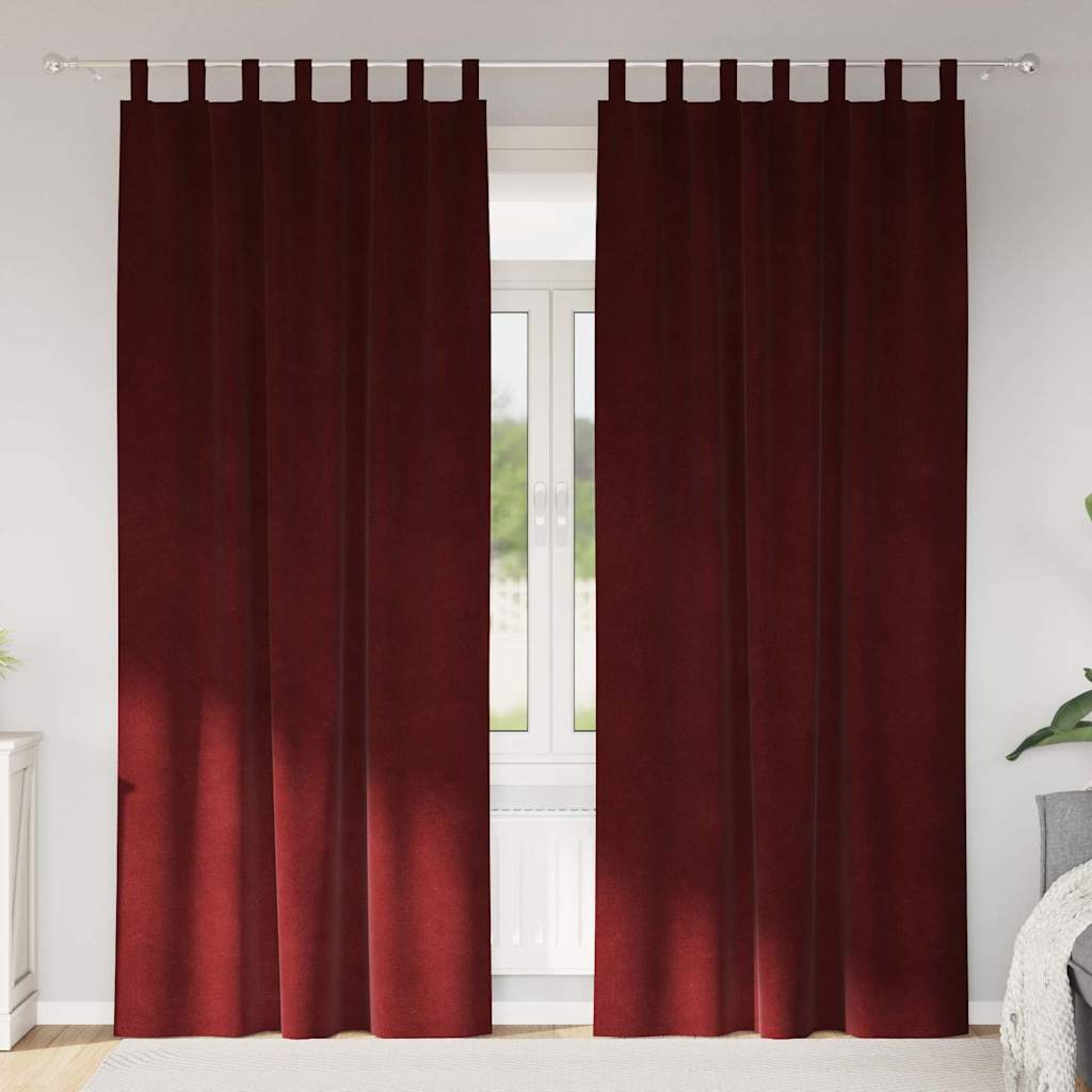 Zavese z zavesami 2 pcs Vinorodna rdeča 140 x 260 cm Žamet