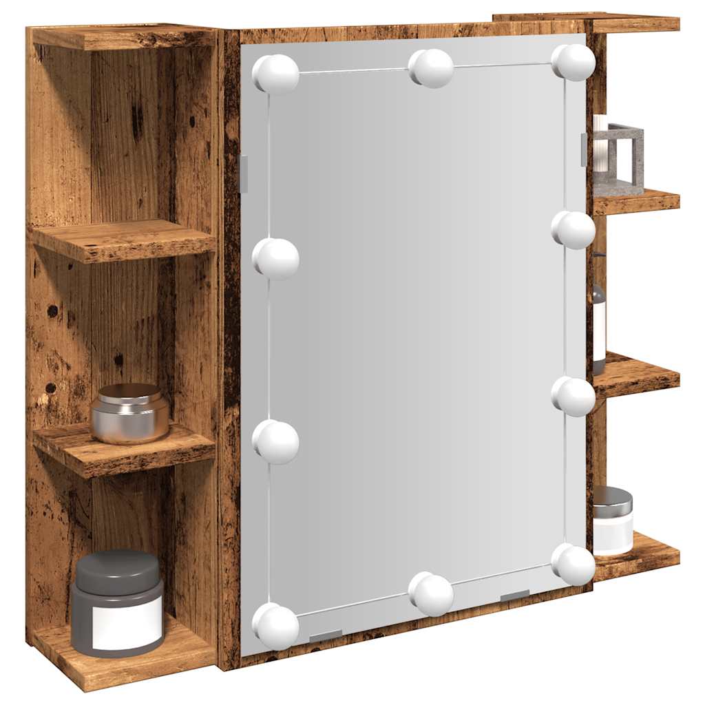 Zrcalna omarica z LED starim lesom 70x16