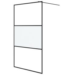 Pregrada za tuš črna 115x195 cm delno motno ESG steklo