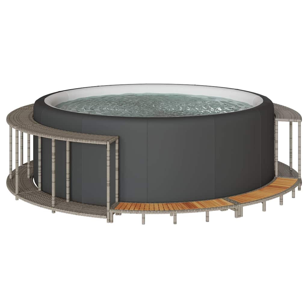 Hot Tub Surround s shranjevanjem in leseno stopnico Grey