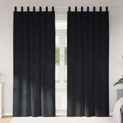 Zatemnitvene zavese 2 pcs Črna 140 x 225 cm Žamet