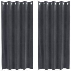 Zatemnitvene zavese 2 pcs Svetlo siva 140 x 175 cm Žamet