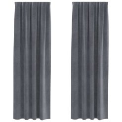 Zatemnitvene zavese 2 pcs Svetlo siva 140 x 260 cm Žamet
